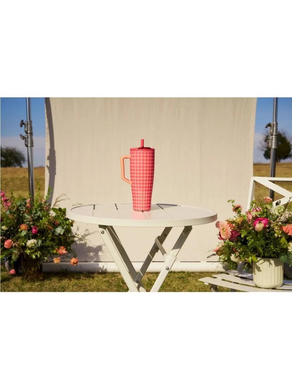 🩷🧡 BrüMate x Madi Nelson Peach Gingham Era Flip Tumbler 40oz 🧡🩷 - Picture 7 of 7